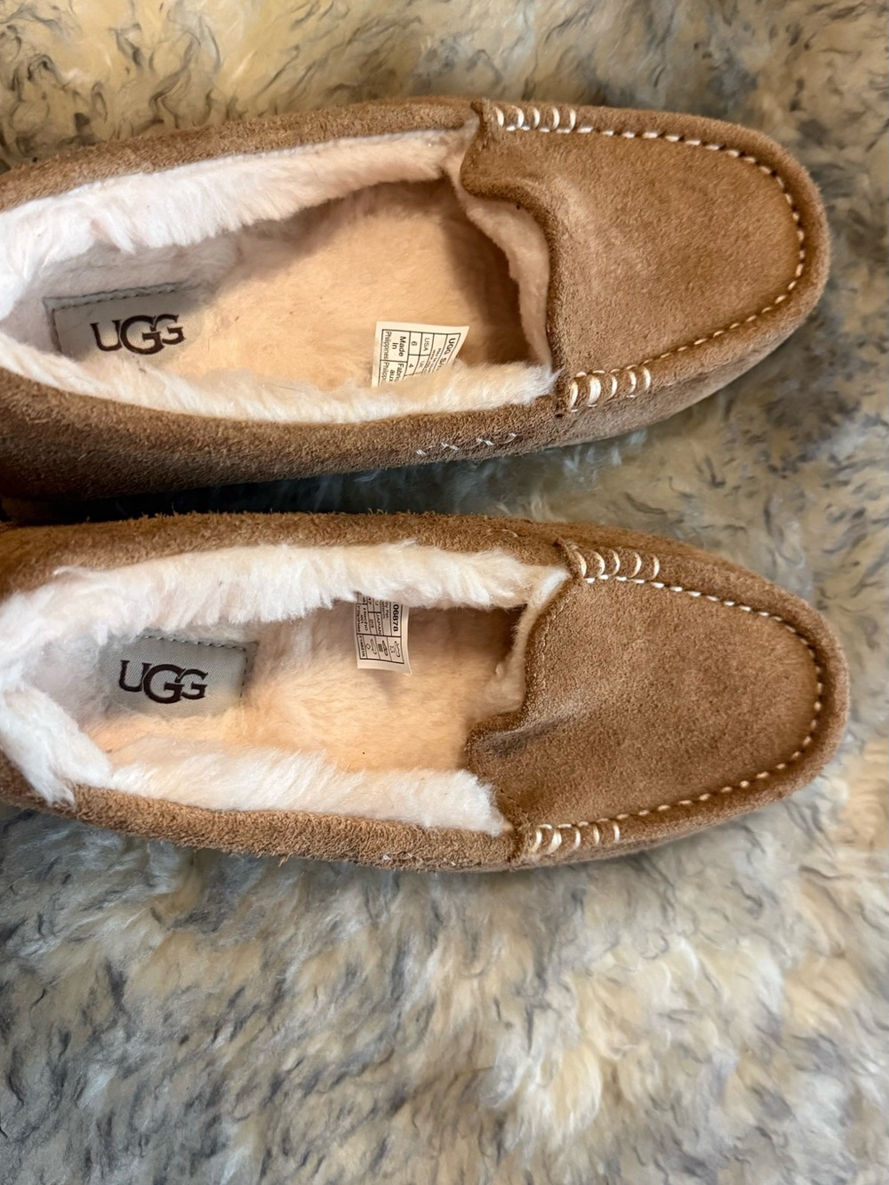 UGG Women's Chestnut Tan Suede Moccasin Slippers - Picture 2 of 5